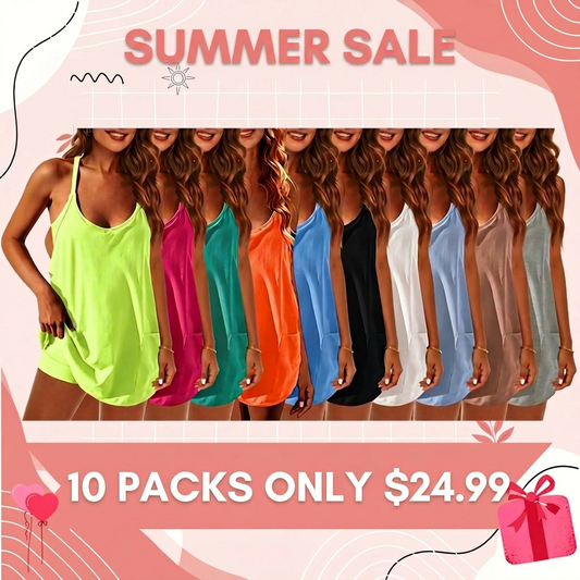 🔥10 Colors Pack – Summer Dress Special Price❤️ Mini Dress With Built-In Liner Shorts